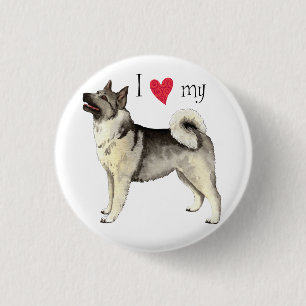 I Love my Norwegian Elkhound 1 Inch Round Button