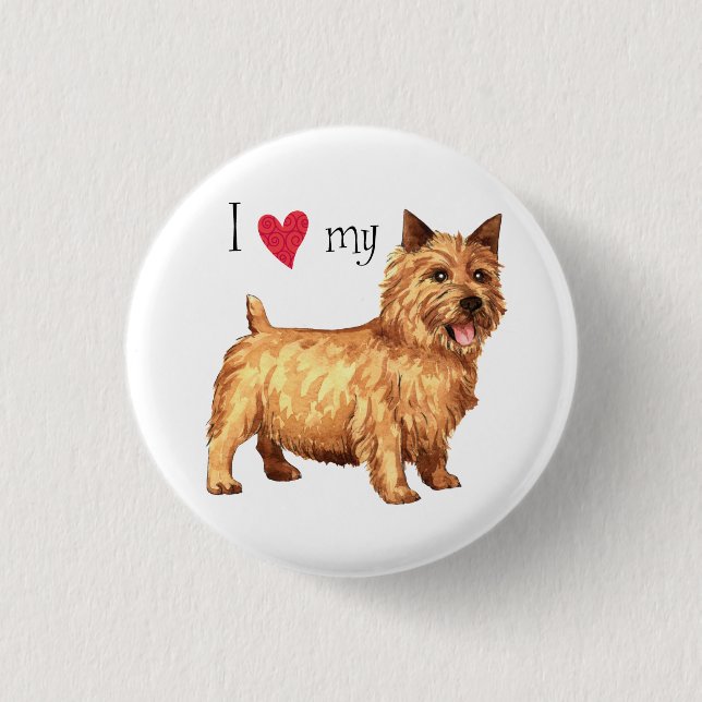 I Love my Norwich Terrier 1 Inch Round Button (Front)
