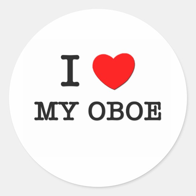 I Love My Oboe Classic Round Sticker (Front)
