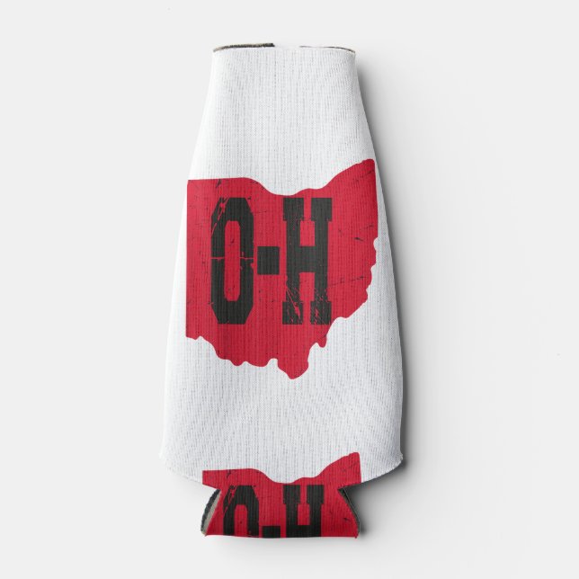 I Love My Ohio Home Script Ohio Buckeye State Bottle Cooler (Front)