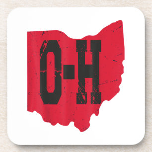 I Love My Ohio Home Script Ohio Buckeye State Coaster