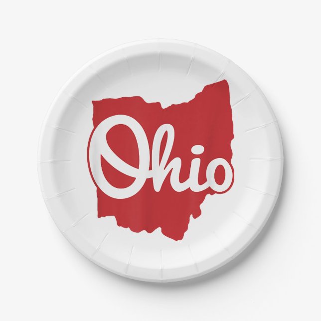 I Love My Ohio Home Script Ohio  Paper Plate (Front)