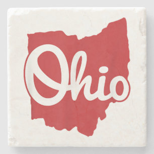 I Love My Ohio Home Script Ohio Stone Coaster