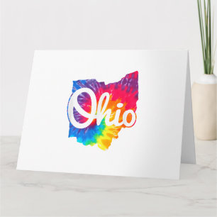 I Love My Ohio Home Script Tie Dye Ohio Card