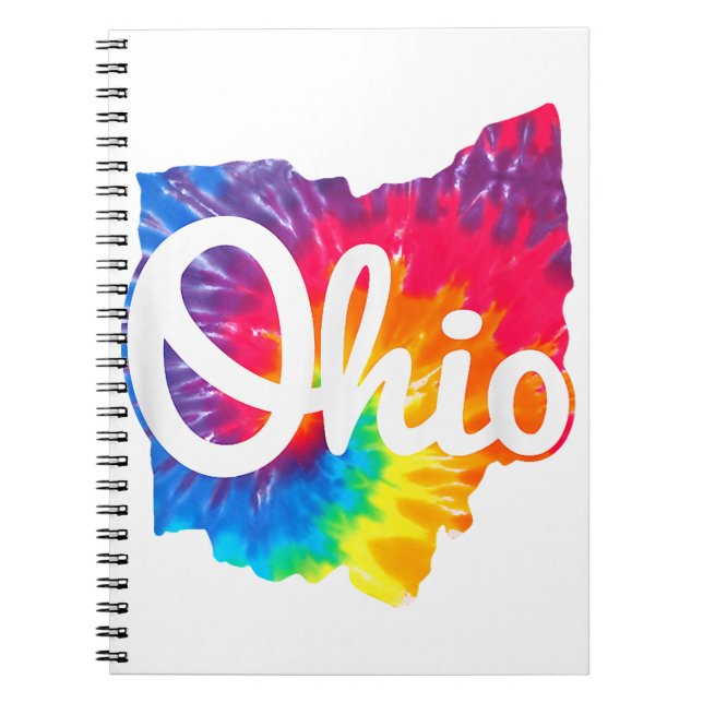 I Love My Ohio Home Script Tie Dye Ohio Notebook (Front)