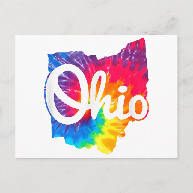 I Love My Ohio Home Script Tie Dye Ohio Postcard (Front)