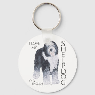 I Love My Old English Sheepdog Keychain