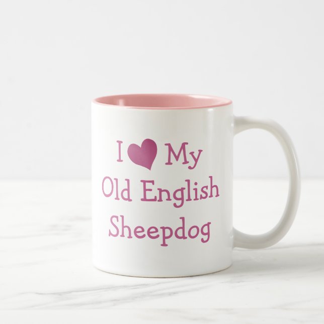 I Love My Old English Sheepdog Two-Tone Coffee Mug (Right)