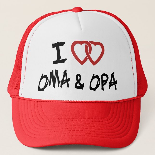 I Love My Oma & Opa Trucker Hat (Front)
