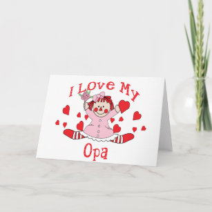 I love My Opa Rag Doll & Hearts Card