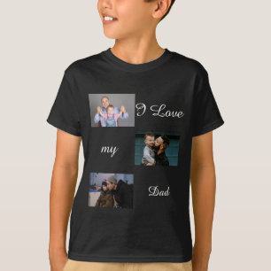 I Love My Papa Custom 3 Photo Collage T-Shirt