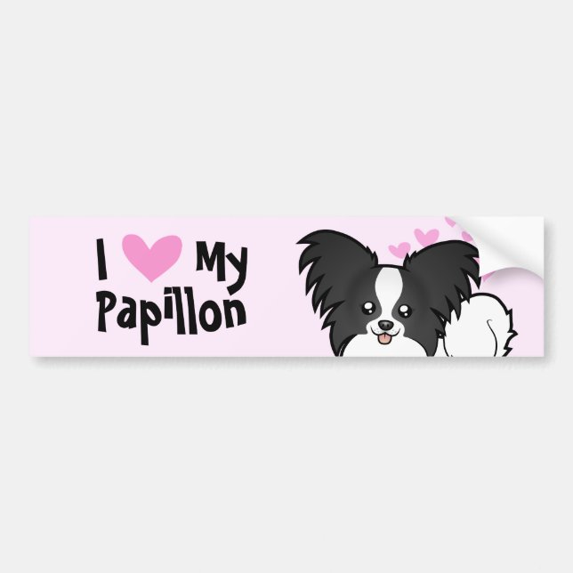 I Love My Papillon Bumper Sticker (Front)