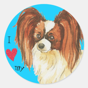 I Love my Papillon Classic Round Sticker