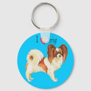 I Love my Papillon Keychain