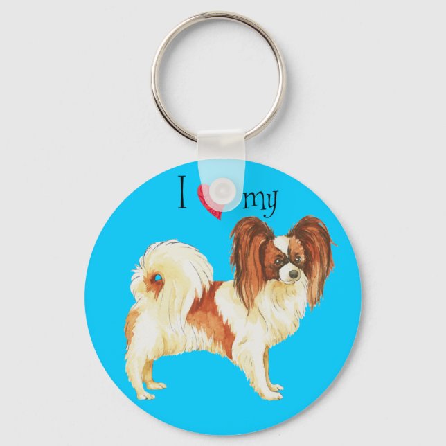 I Love my Papillon Keychain (Front)