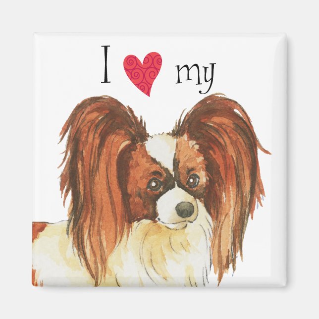 I Love my Papillon Magnet (Front)