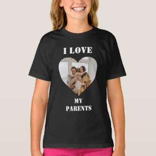 I Love My Parents Heart Custom Personalized Photo  T-Shirt