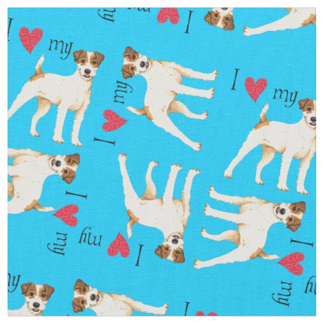 I Love my Parson Russell Fabric (Close Up)