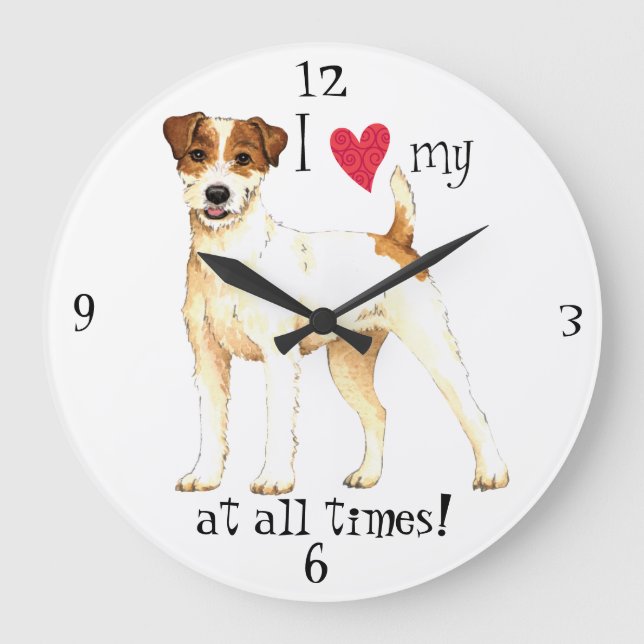 I Love my Parson Russell Terrier Large Clock (Front)