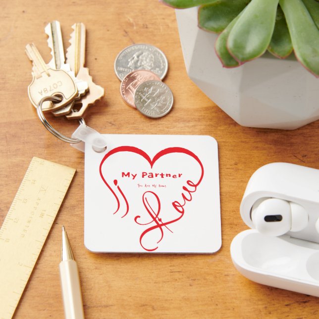 I Love My Partner - You Are My Home Throw Pillow Keychain (Desk)
