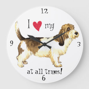 I Love my PBGV Large Clock