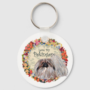 I Love My Pekingese Keychain