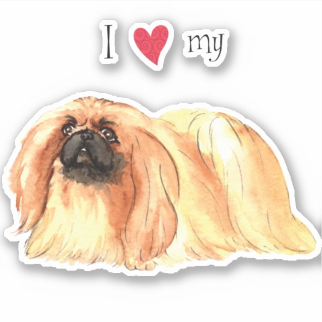 I Love my Pekingese Vinyl Sticker (Devant)