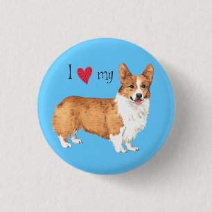 I Love my Pembroke Welsh Corgi 1 Inch Round Button