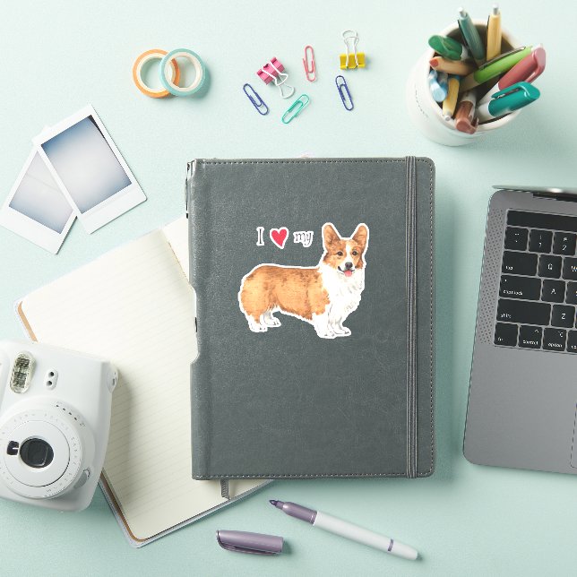 I Love my Pembroke Welsh Corgi Vinyl Sticker (Couverture iPad)