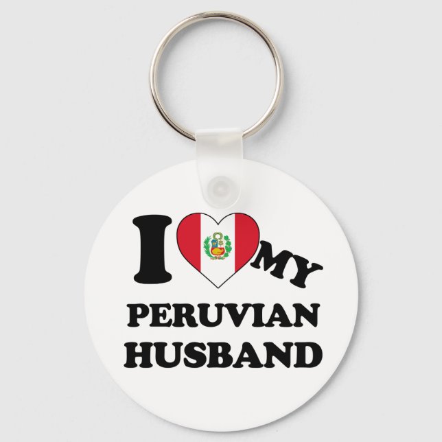 I love my Peruvian Husband Keychain (Front)