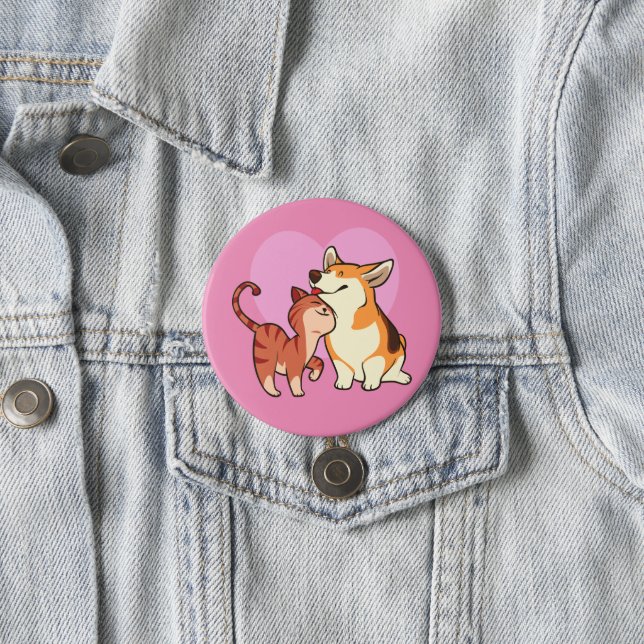 I Love My Pet | Cat and Dog Lover 3 Inch Round Button (In Situ)