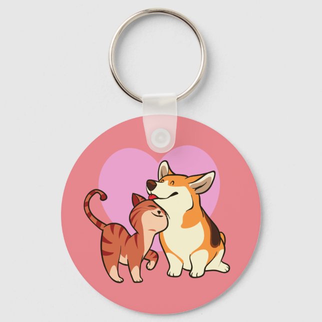 I Love My Pet | Cat and Dog Lover Keychain (Front)
