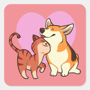 I Love My Pet Cat and Dog Lover Square Sticker