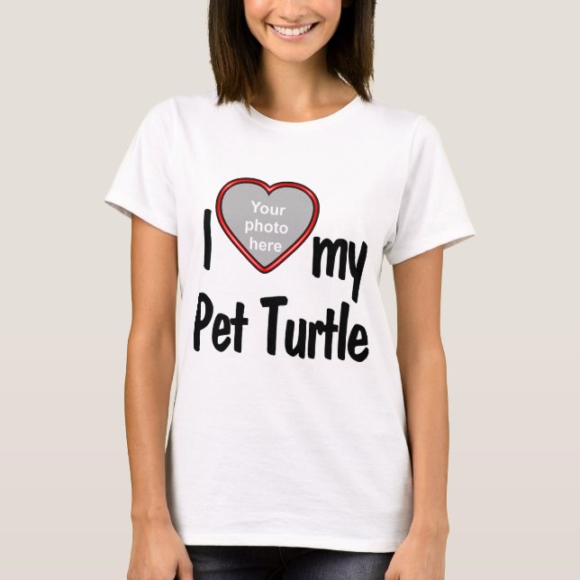 I Love My Pet Turtle - Red Heart Photo Frame T-Shirt (Front)