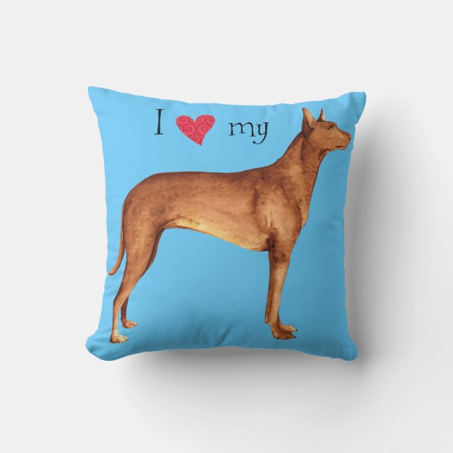 I Love my Pharaoh Hound Throw Pillow (Front)