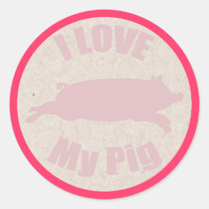 I Love My Pig Sticker