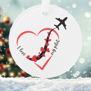 'I love My Pilot', Aviation, Simple, Personalized Ornament