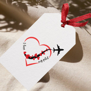 I love My Pilot, Heart, Aviation,Aircraft,Airplane Gift Tags