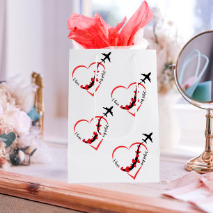 I love My Pilot, Heart, Aviation,Aircraft,Airplane Medium Gift Bag