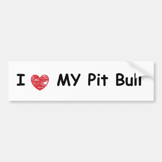 I Love My Pit Bull Bumper Sticker (Front)