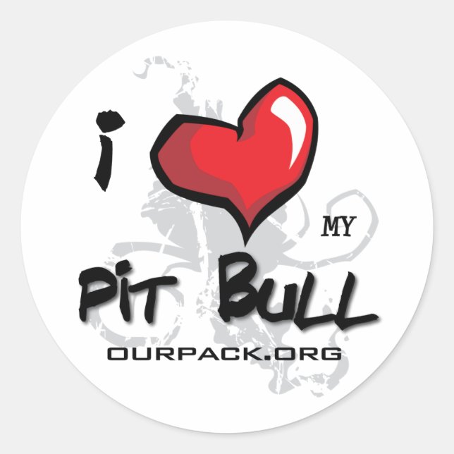 I Love My Pit Bull! Classic Round Sticker (Front)