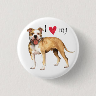 I Love my Pit Bull Terrier 1 Inch Round Button