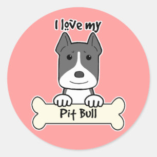 I Love My Pitbull Classic Round Sticker