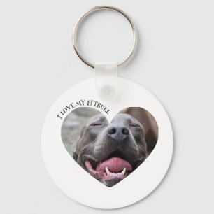 I love my pitbull dog custom photo keychain
