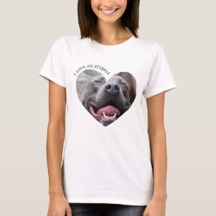 I love my pitbull dog custom photo T-Shirt