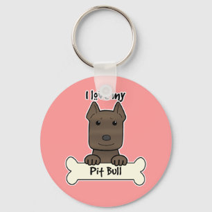 I Love My Pitbull Keychain