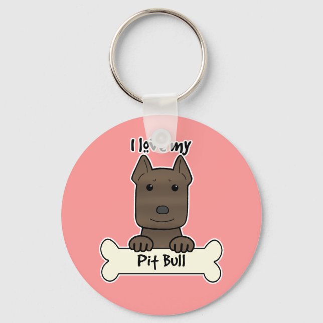I Love My Pitbull Keychain (Front)