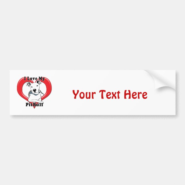 I Love My PitBull Logo Bumper Sticker (Front)