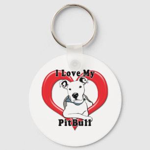 I Love My PitBull Logo Keychain