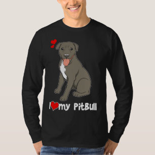 I Love My Pitbull Pit Bull Lover Print T-Shirt